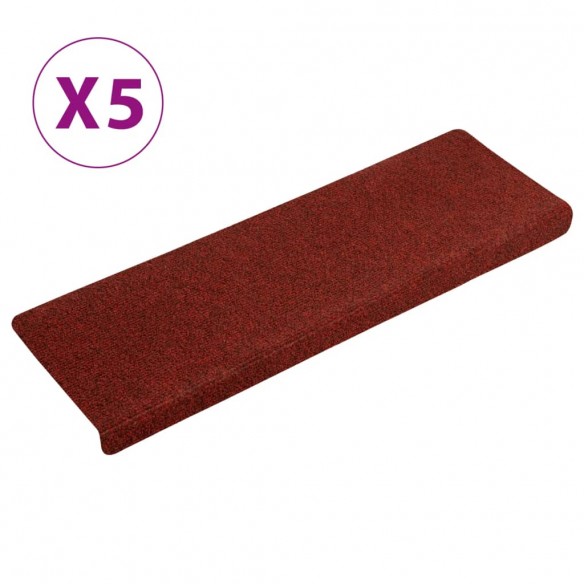 Tapis de marches d'escalier 5 pcs Bordeaux 65x21x4cm Aiguilleté