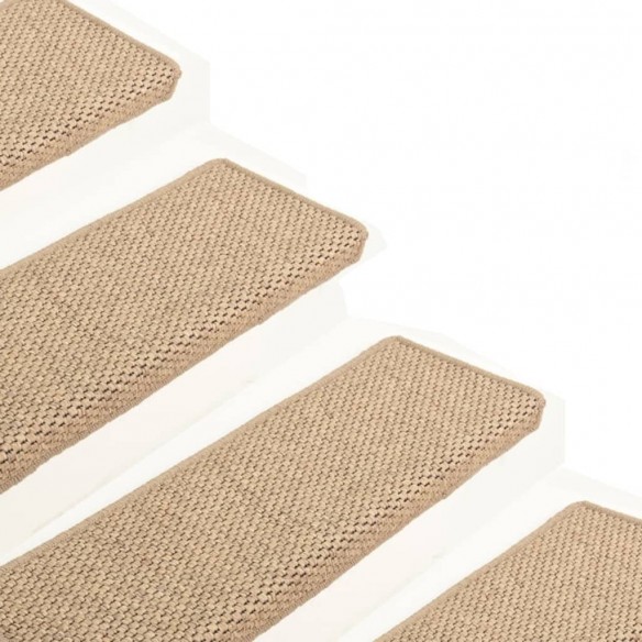 Tapis d'escalier autocollants 15 pcs 65x21x4 cm Sable