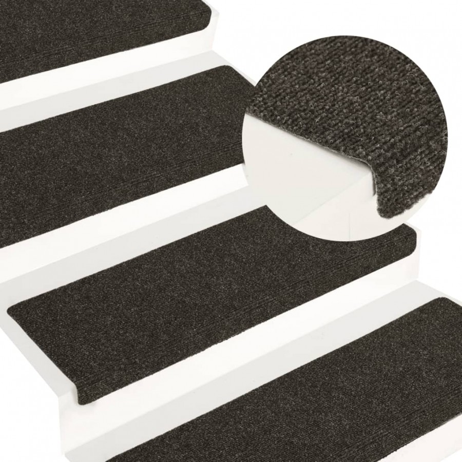 Tapis d'escalier 15 pcs tissu aiguilleté 65x21x4 cm anthracite