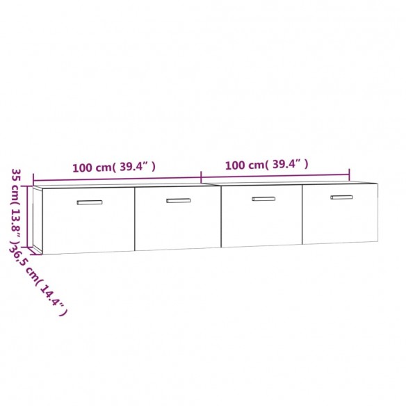 Armoires murales 2 pcs Blanc 100x36,5x35 cm Bois d'ingénierie