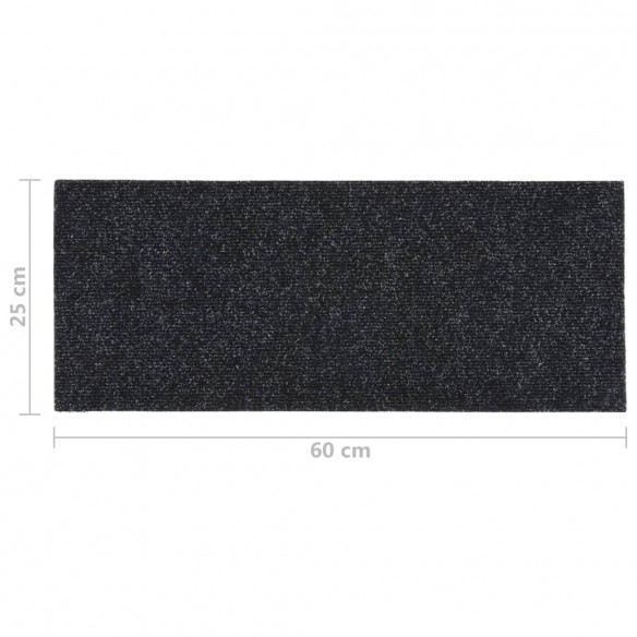 Tapis d'escalier autocollants Rectangulaire 15 pcs 60x25cm Noir