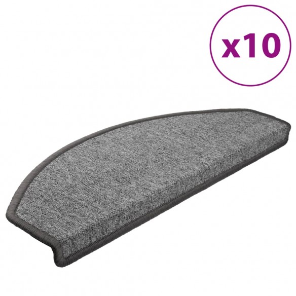 Tapis d'escalier 10 pcs 65x24x4 cm Gris foncé