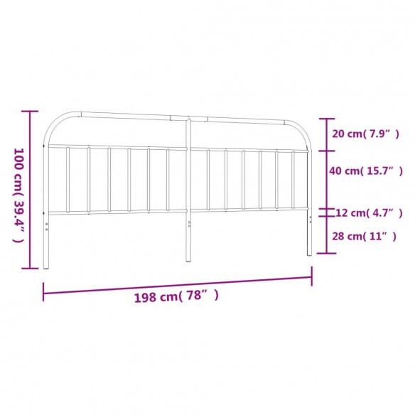 Tête de lit métal noir 193 cm