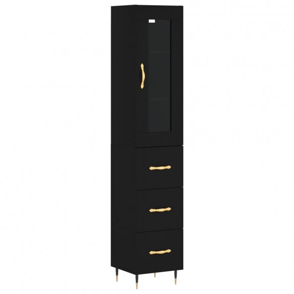 Buffet haut Noir 34,5x34x180 cm Bois d'ingénierie