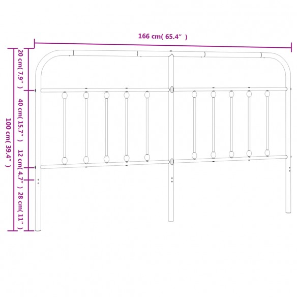 Tête de lit métal blanc 160 cm