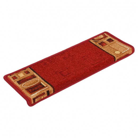 Tapis d'escalier autocollants 15 pcs 65x21x4 cm Rouge