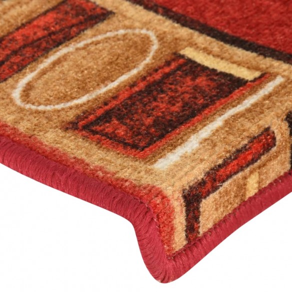 Tapis d'escalier autocollants 15 pcs 65x21x4 cm Rouge