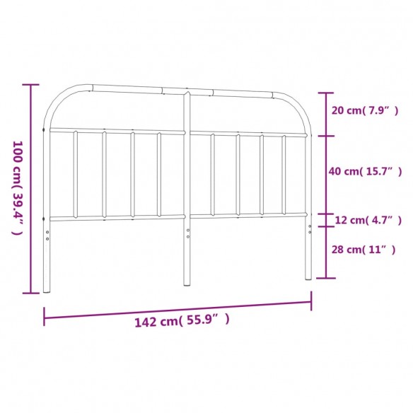 Tête de lit métal blanc 135 cm