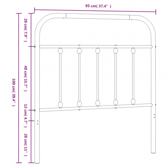 Tête de lit métal blanc 90 cm