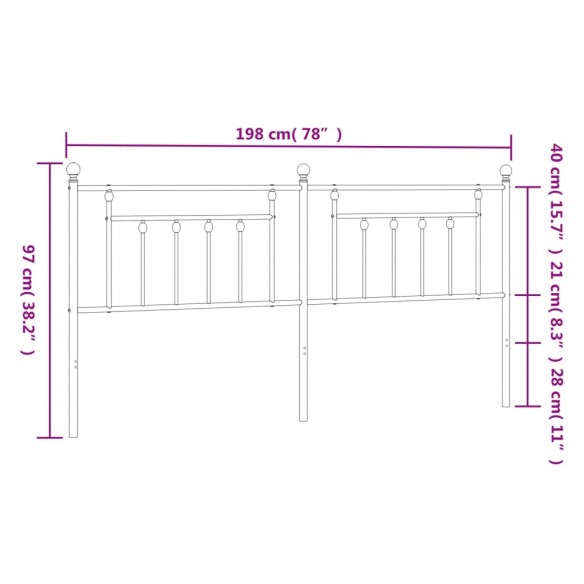 Tête de lit métal noir 193 cm