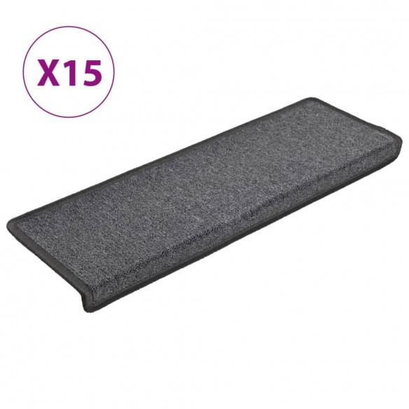 Tapis d'escalier 15 pcs 65x21x4 cm Gris foncé