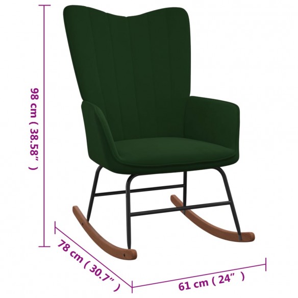 Chaise à bascule Vert foncé Velours