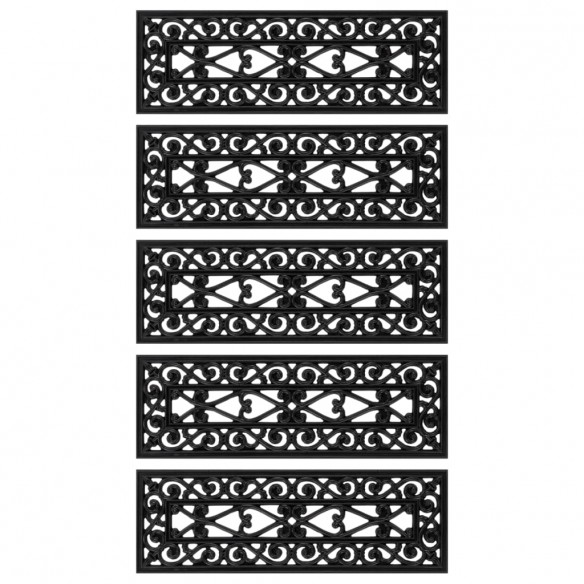 Marches d'escalier 5 pcs 25x75 cm caoutchouc