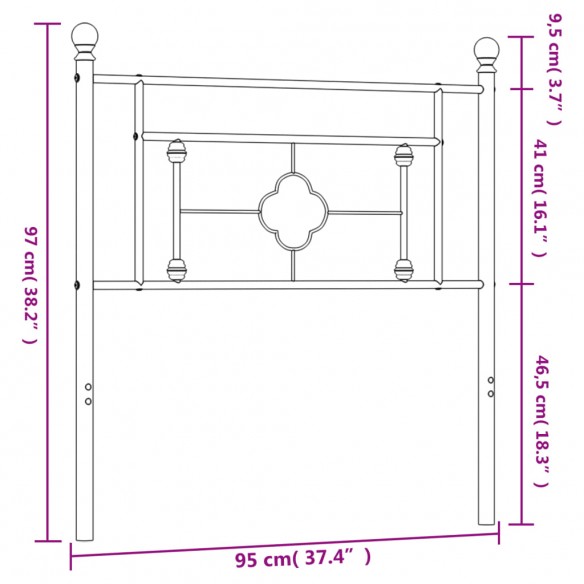 Tête de lit métal noir 90 cm