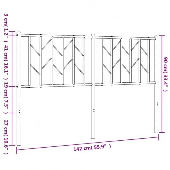 Tête de lit métal blanc 135 cm