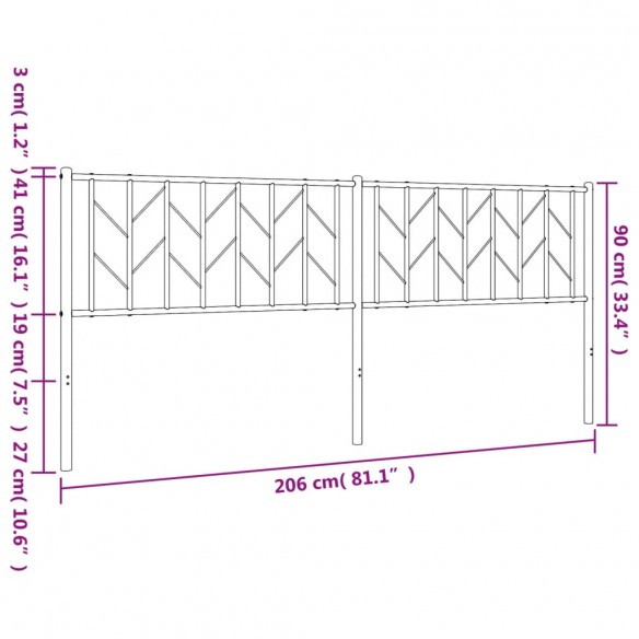 Tête de lit métal blanc 200 cm