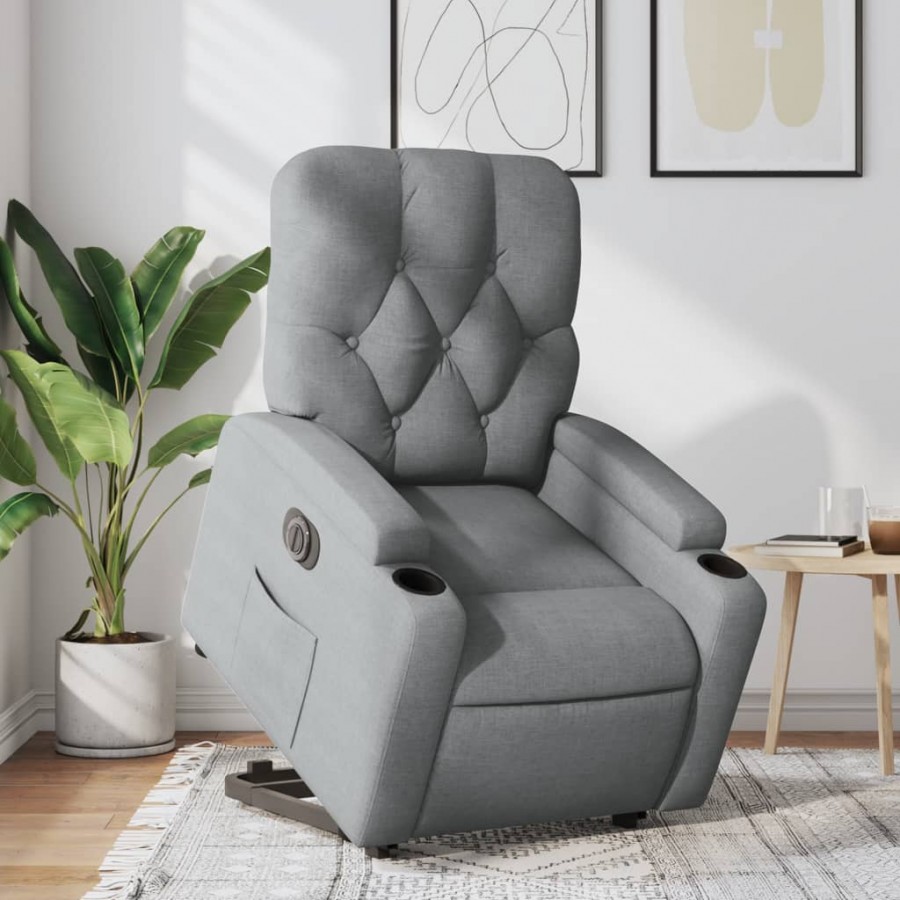 Fauteuil inclinable électrique gris clair tissu