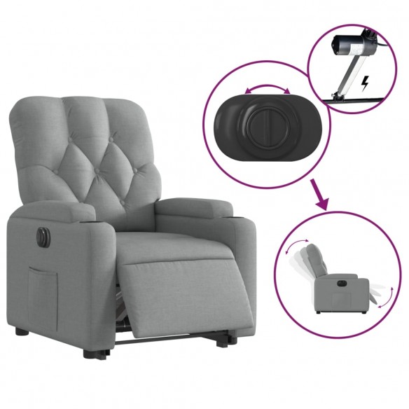 Fauteuil inclinable électrique gris clair tissu