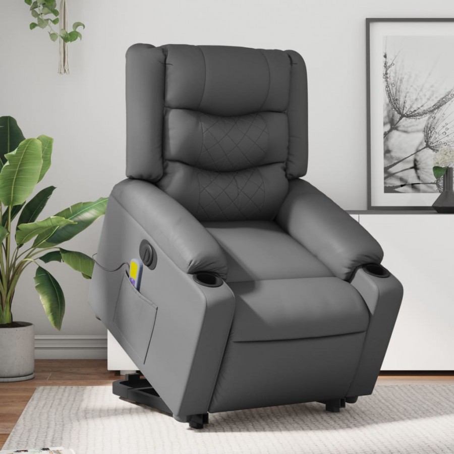 Fauteuil inclinable de massage électrique gris similicuir