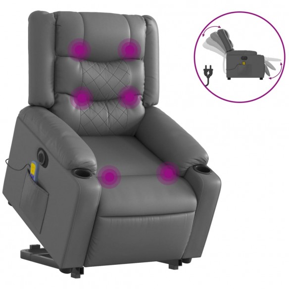 Fauteuil inclinable de massage électrique gris similicuir