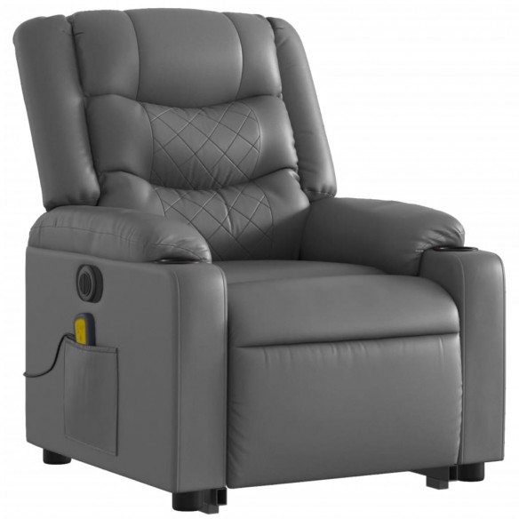 Fauteuil inclinable de massage électrique gris similicuir