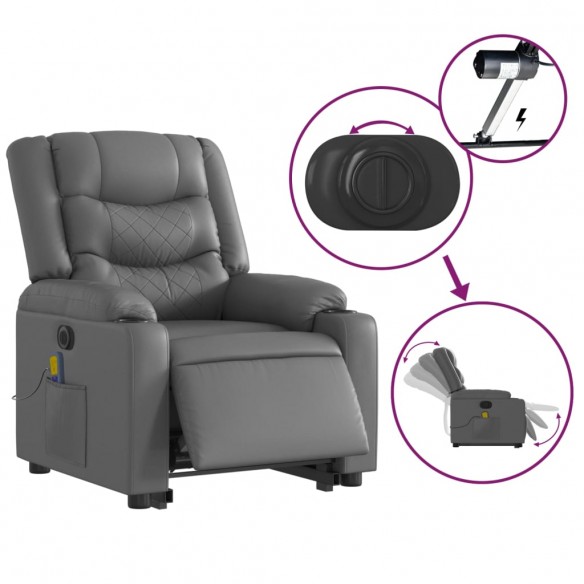 Fauteuil inclinable de massage électrique gris similicuir