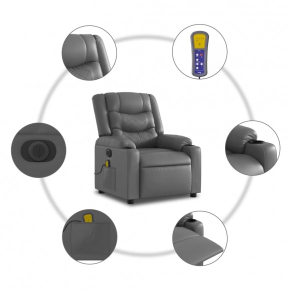 Fauteuil inclinable de massage électrique gris similicuir