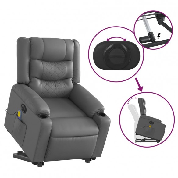 Fauteuil inclinable de massage électrique gris similicuir