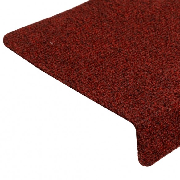 Tapis d'escalier 15 pcs Tissu aiguilleté 65x21x4 cm Rouge