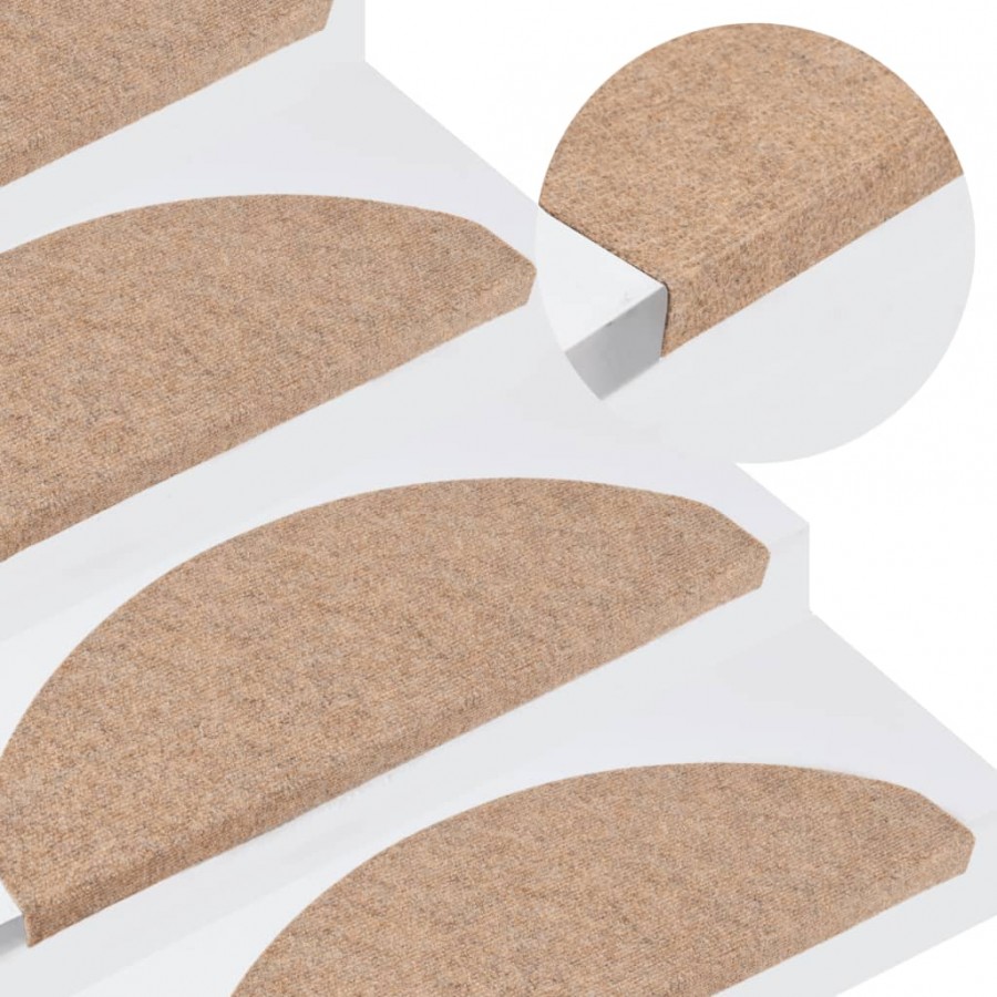 Tapis d'escalier autocollants 15 pcs 65x22,5x3,5 cm Beige