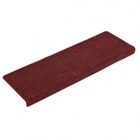 Tapis d'escalier 15 pcs 65x21x4 cm Rouge mat