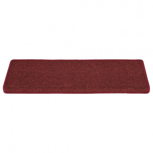 Tapis d'escalier 15 pcs 65x21x4 cm Rouge mat