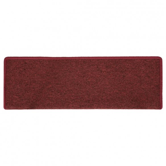 Tapis d'escalier 15 pcs 65x21x4 cm Rouge mat