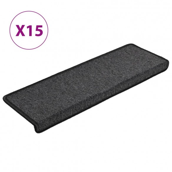 Tapis d'escalier 15 pcs 65x21x4 cm Anthracite