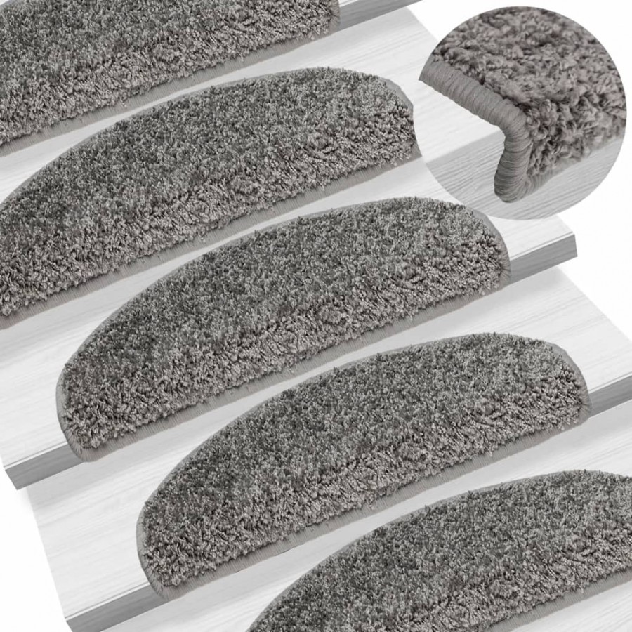 Tapis d'escalier 15 pcs gris 65x21x4 cm