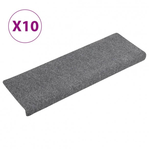 Tapis de marches d'escalier 10 pcs Gris 65x21x4 cm Aiguilleté