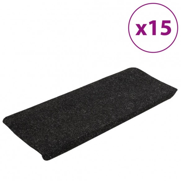 Tapis d'escalier auto-adhésifs 15 pcs 65x24,5x3,5 cm Anthracite