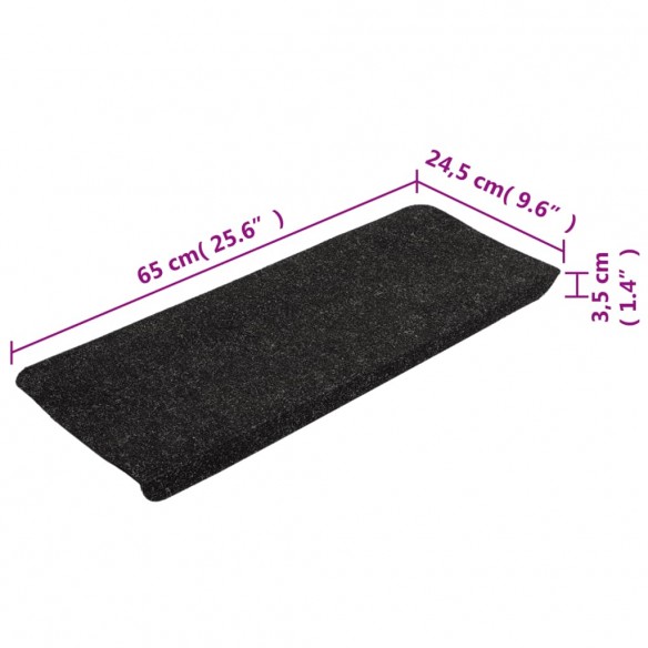 Tapis d'escalier auto-adhésifs 15 pcs 65x24,5x3,5 cm Anthracite