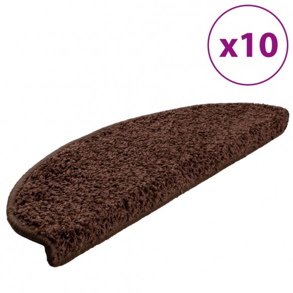 Tapis d'escalier 10 pcs 65x21x4 cm Marron