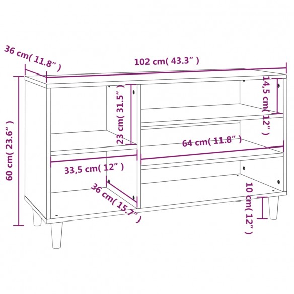 Armoire à chaussures Chêne sonoma 102x36x60cm Bois d'ingénierie