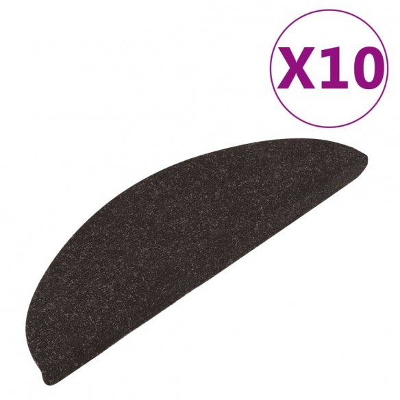 Tapis d'escalier auto-adhésifs 10 pcs noir 65x22,5x3,5 cm