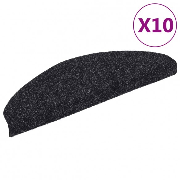 Tapis autoadhésifs de marches 10 pcs Noir 65x21x4 cm Aiguilleté