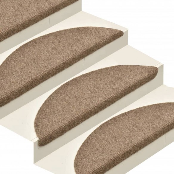 Tapis autoadhésifs de marches 5 pcs Crème 56x17x3 cm Aiguilleté