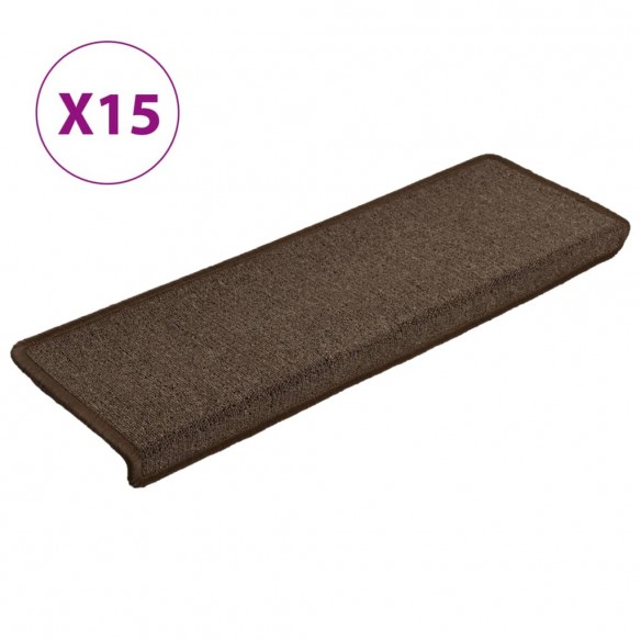 Tapis d'escalier 15 pcs 65x21x4 cm Marron