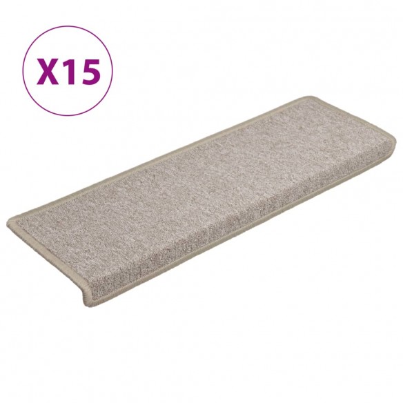 Tapis d'escalier 15 pcs 65x21x4 cm Taupe