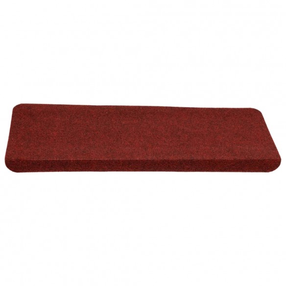 Tapis d'escalier autocollants 15 pcs 65x24,5x3,5 cm Rouge