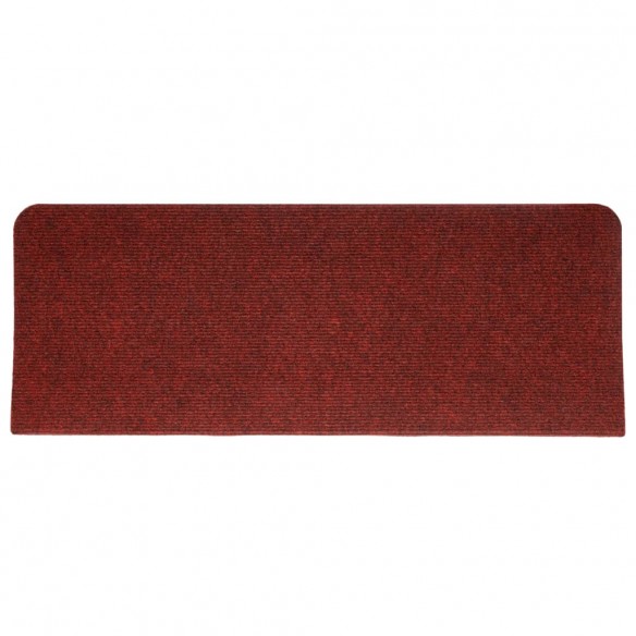 Tapis d'escalier autocollants 15 pcs 65x24,5x3,5 cm Rouge