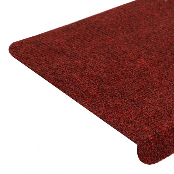 Tapis d'escalier autocollants 15 pcs 65x24,5x3,5 cm Rouge