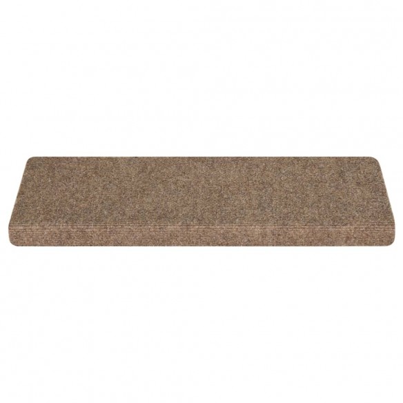 Tapis d'escalier 15 pcs Tissu aiguilleté 65x21x4 cm Crème