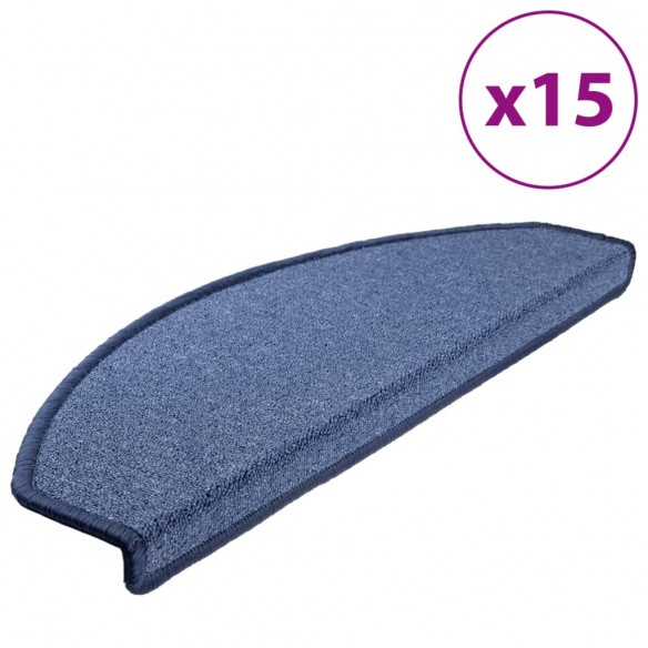 Tapis d'escalier 15 pcs Bleu 65x24x4 cm